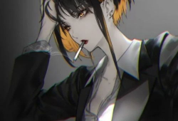 动漫女抽烟,迷离烟圈中的青春剪影